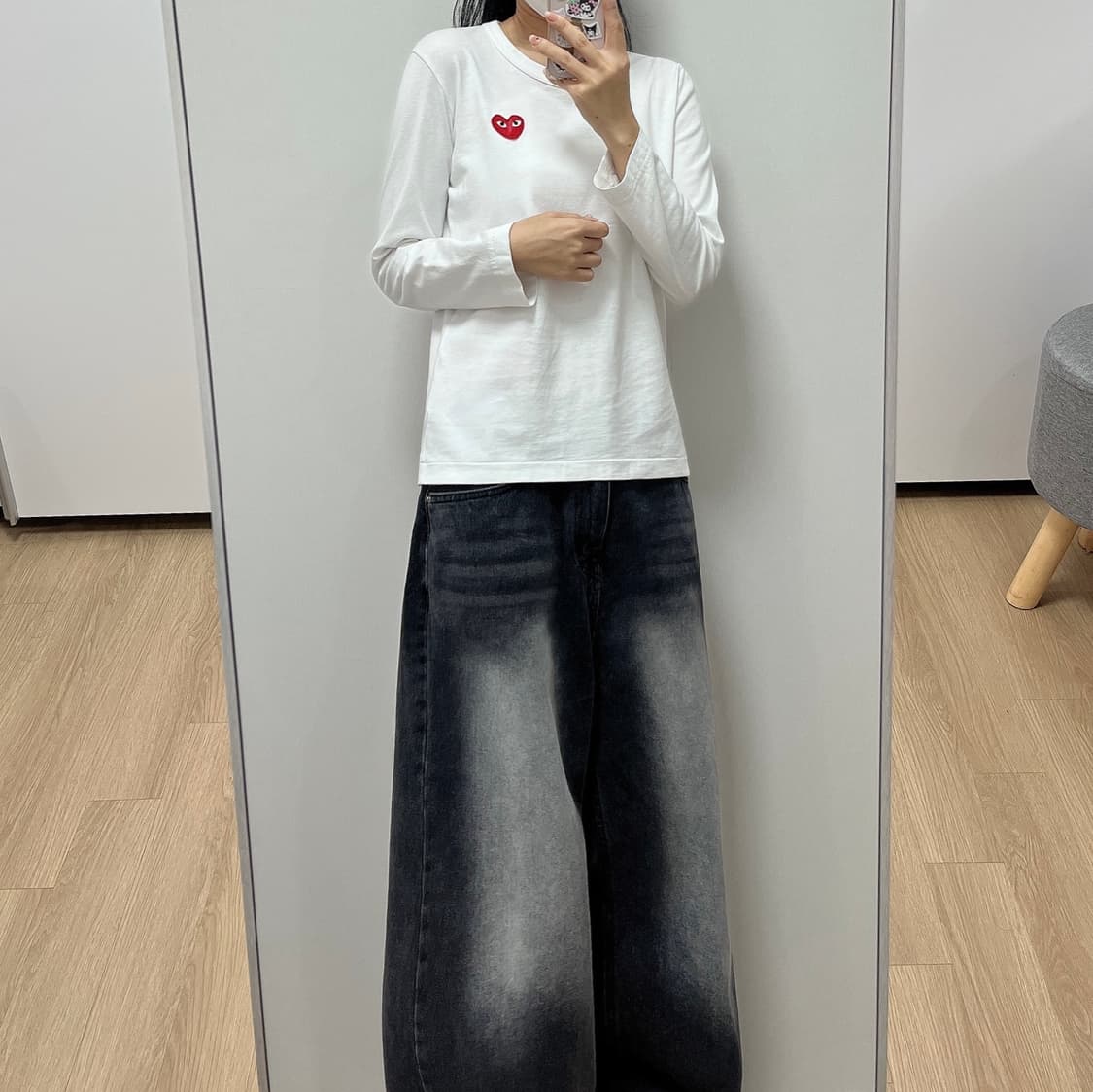 꼼데가르송 플레이 하트와펜 화이트 롱 슬리브 상품이미지1