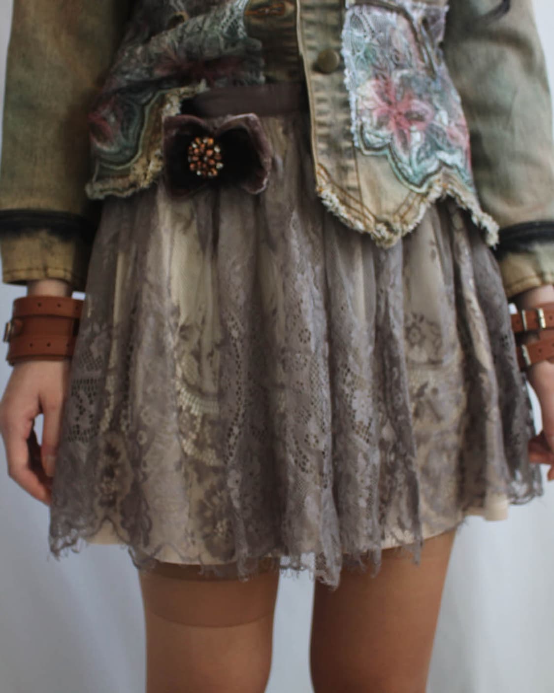 antique lace sha- skirt + ribbon brooch 상품이미지6