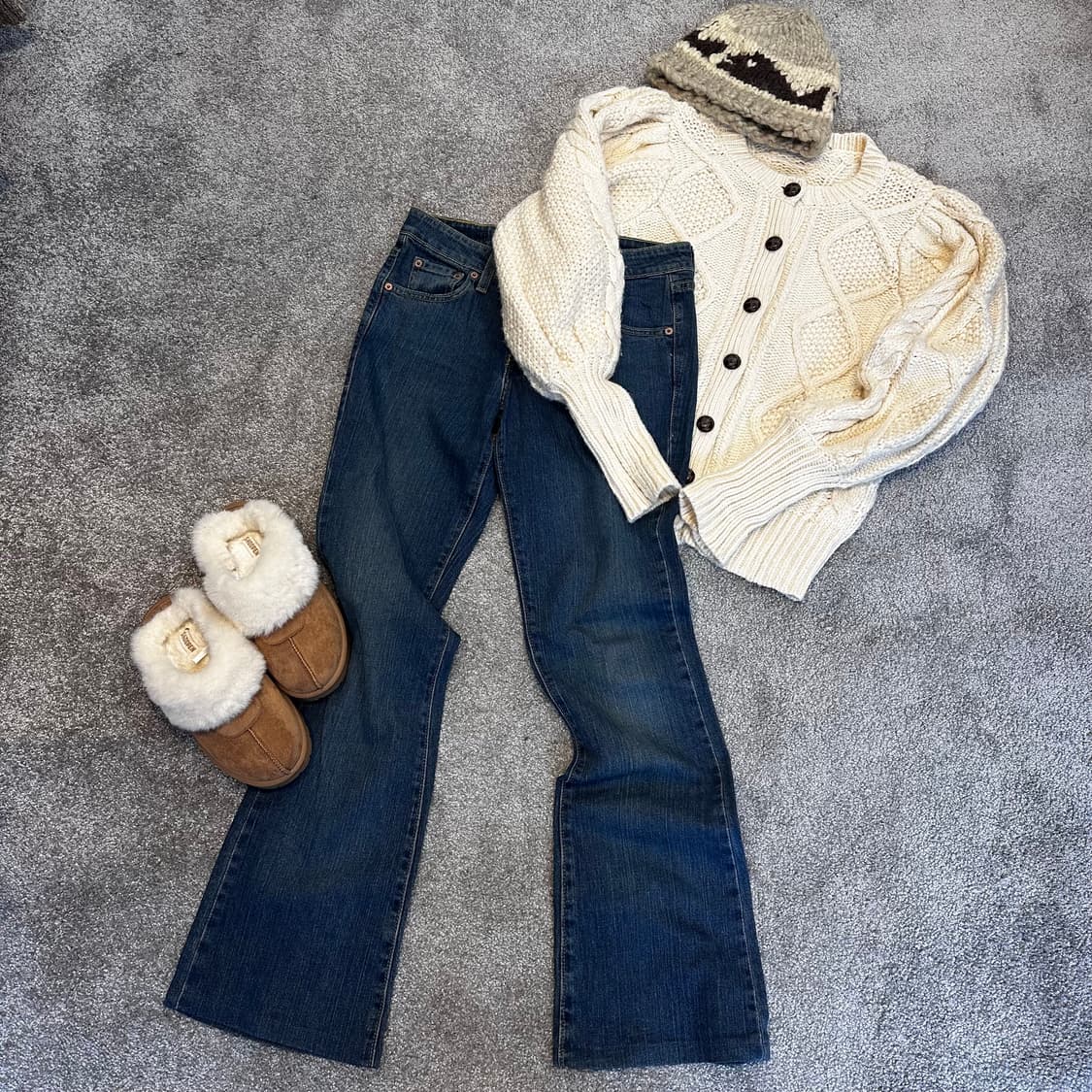 빈티지 아이보리 꽈배기 벌룬 니트 가디건M-L 상품이미지6