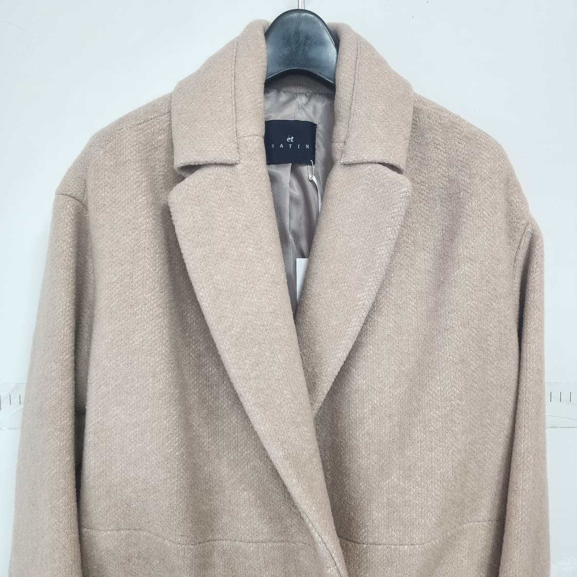 Satin 베이지색 모직 코트 상품이미지2