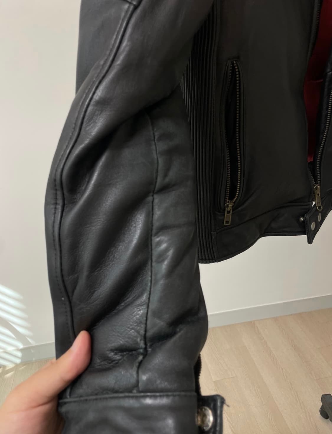 (L) 락시크 바이커 가죽 패딩 상품이미지9