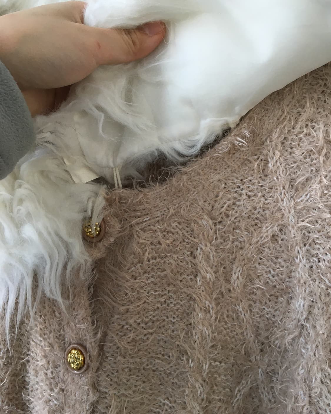 Fake fur collar knit long cardigan 상품이미지4