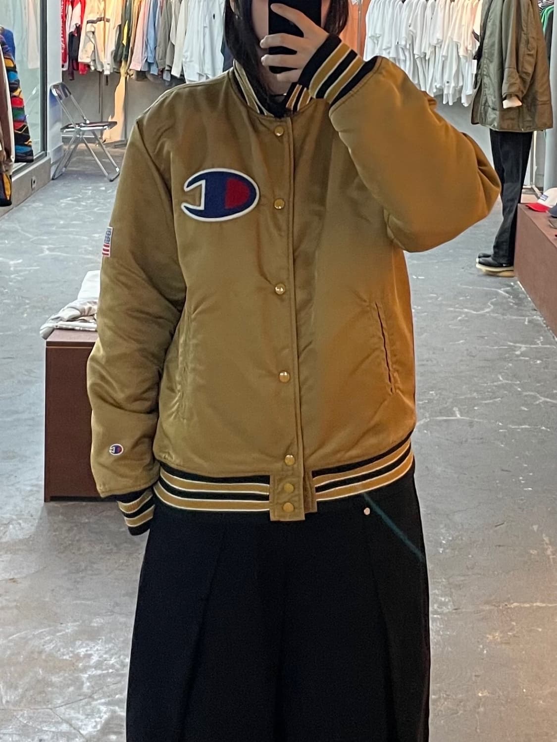 챔피온 빅로고 새틴 스타디움 바시티 재킷 H1594 상품이미지1