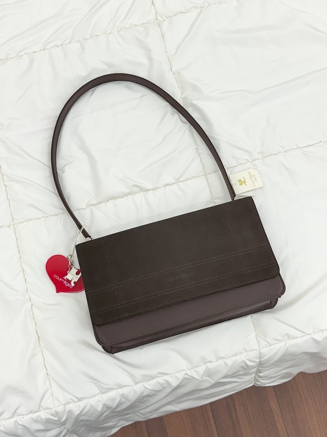 [새상품] courreges / 꾸레쥬 브라운 스웨이드 숄더백  상품이미지1