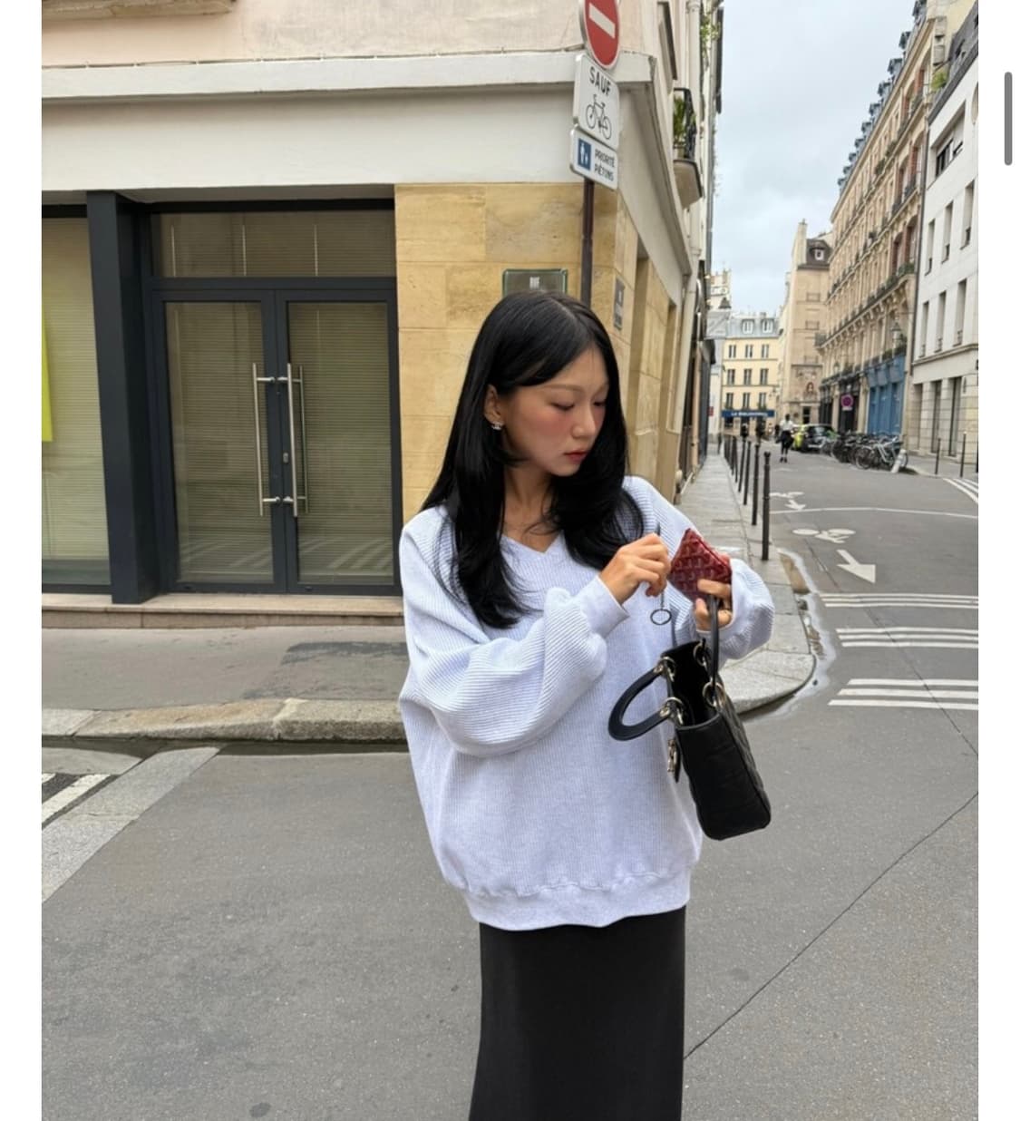 셀리앤리옹 와플 브이넥 스웻셔츠(새상품)와플 맨투맨 상품이미지5