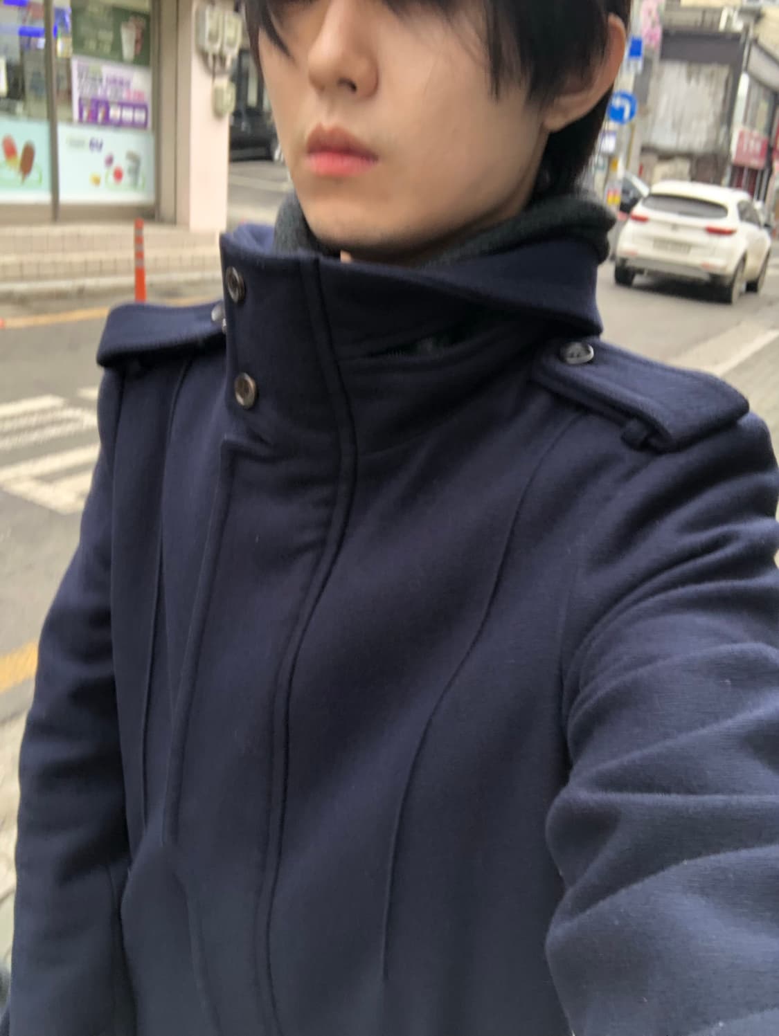 우영미 캐시미어 도킹 하이넥 코트 상품이미지1