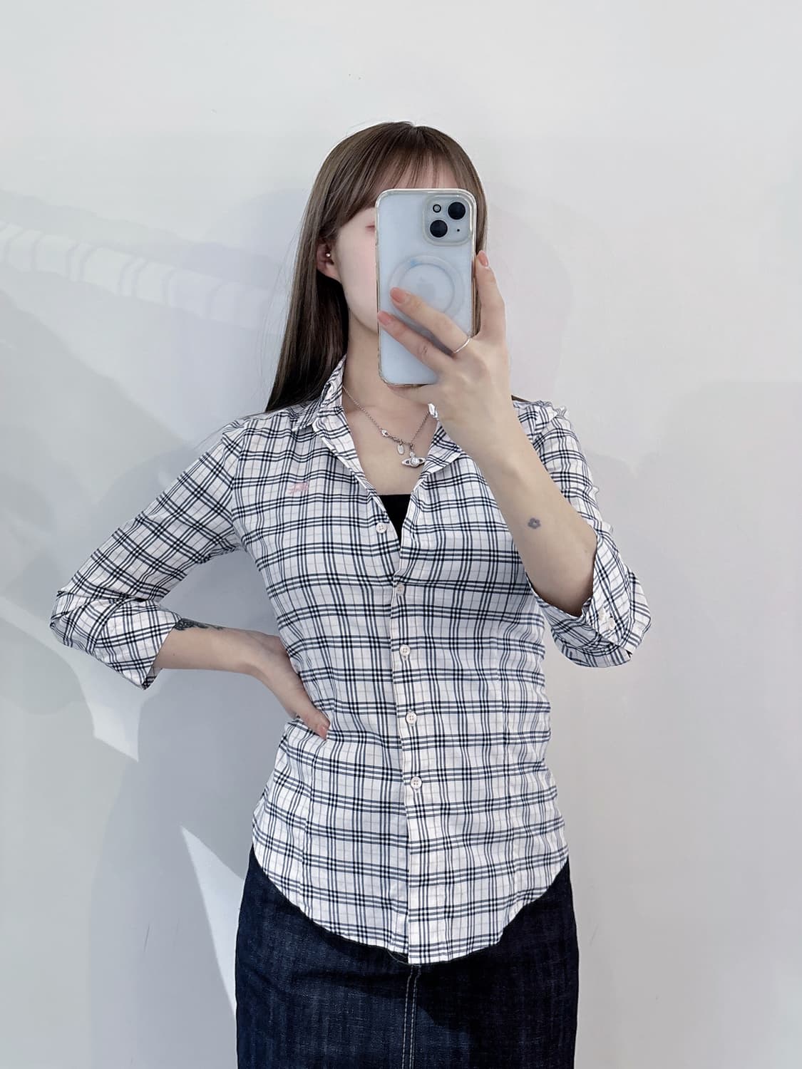 버버리 블루라벨 노바체크 셔츠 상품이미지2