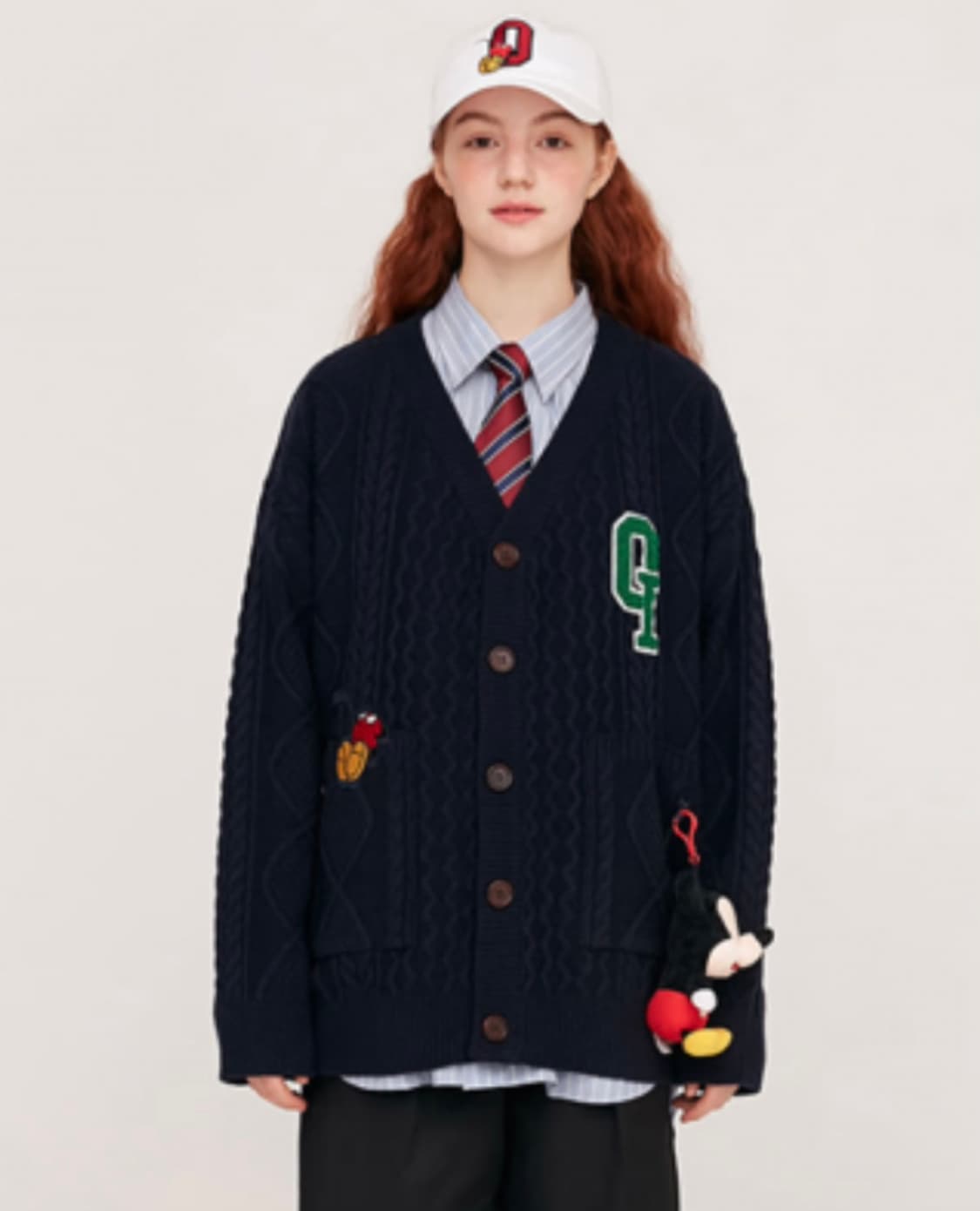 오아이오아이 oioi 디즈니 콜라보 미키마우스 케이블 니트 가디건 상품이미지1