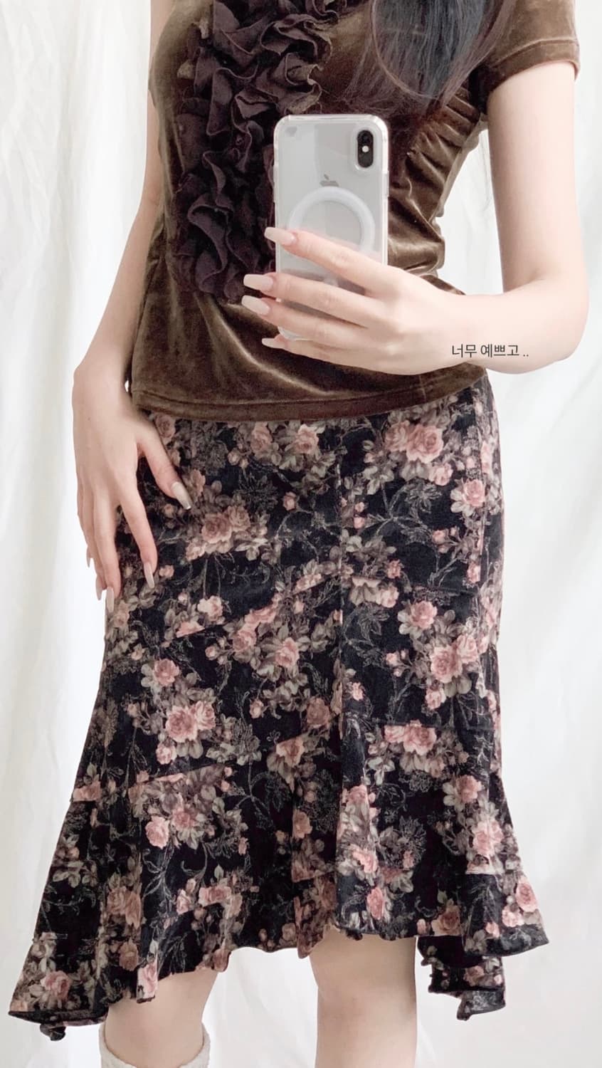 히메갸루 라떼갸루 페어리 빈티지 모리걸 오월 빈티지 벨벳 장미 스커트 상품이미지2