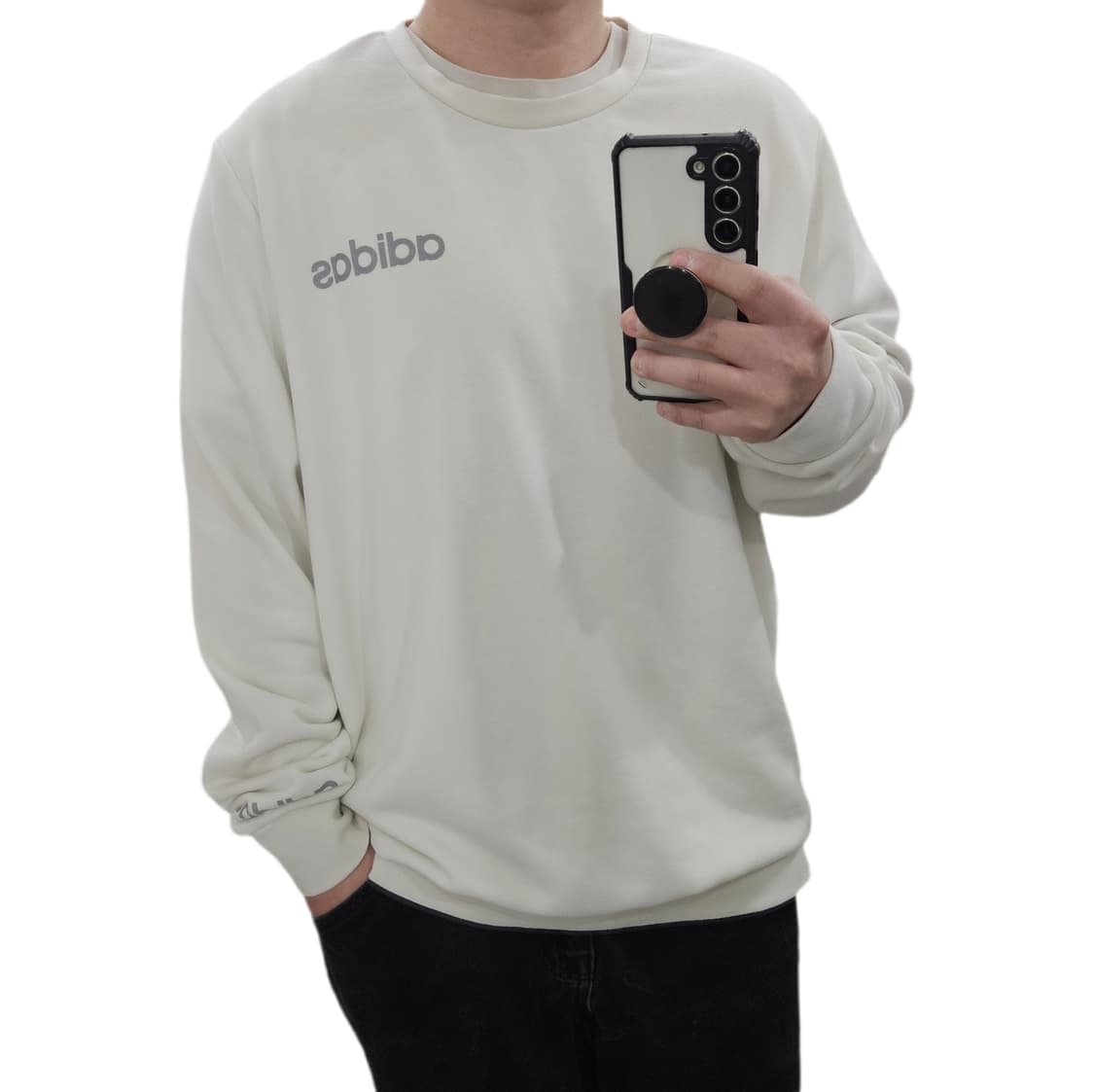 3XL 110 아디다스 백로고 맨투맨 크림 아이보리 상품이미지1