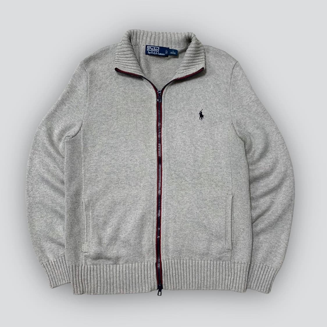 폴로 그레이 니트 집업 상품이미지1