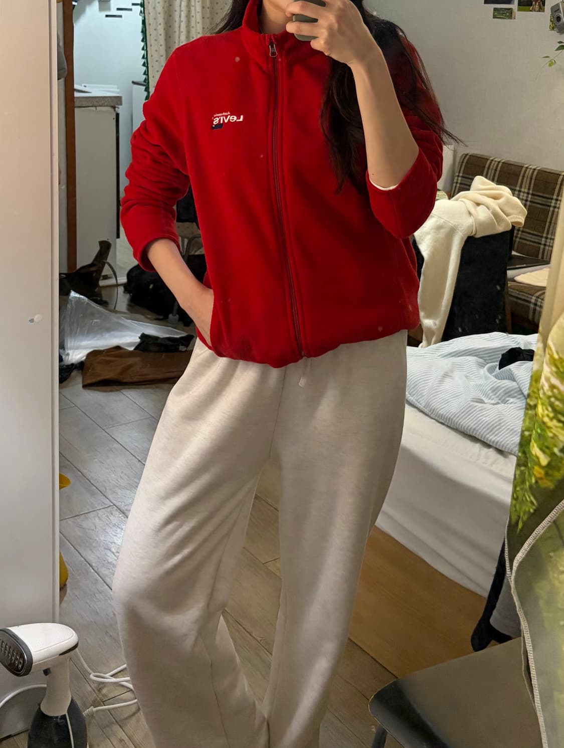 리바이스 어센틱 로고 레드 후리스 m 상품이미지8