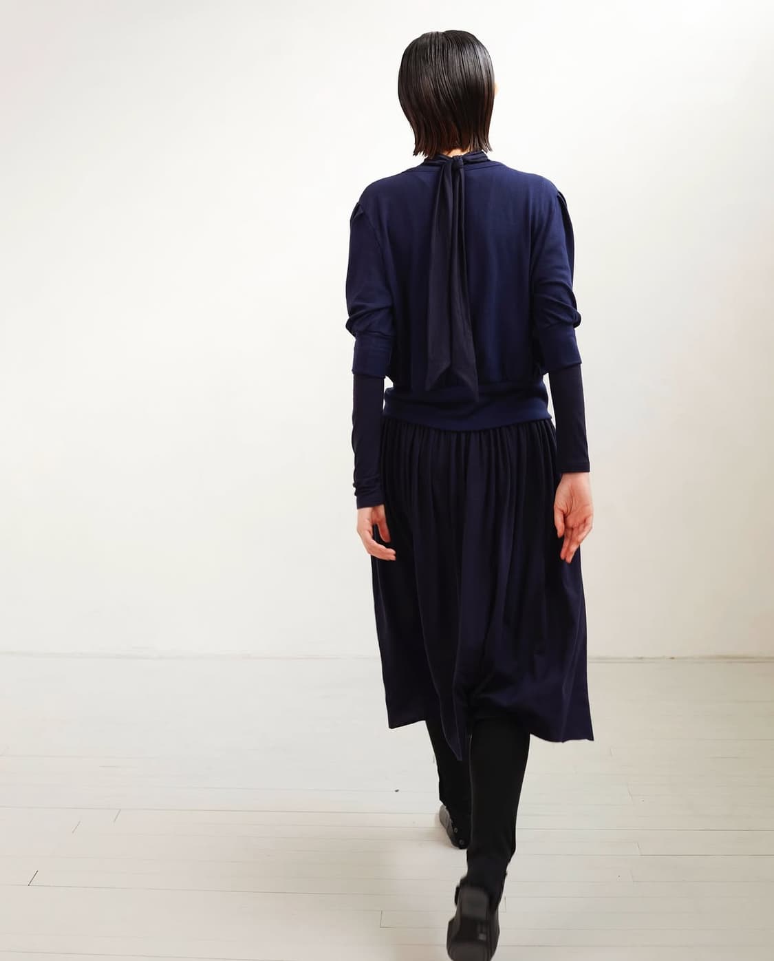 scarf neck shirring dress 아마베 스카프 원피스 상품이미지1