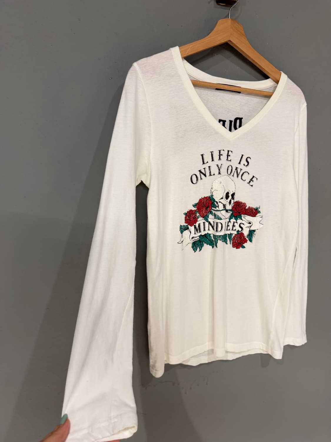 skull printing v-neck long sleeve 상품이미지8