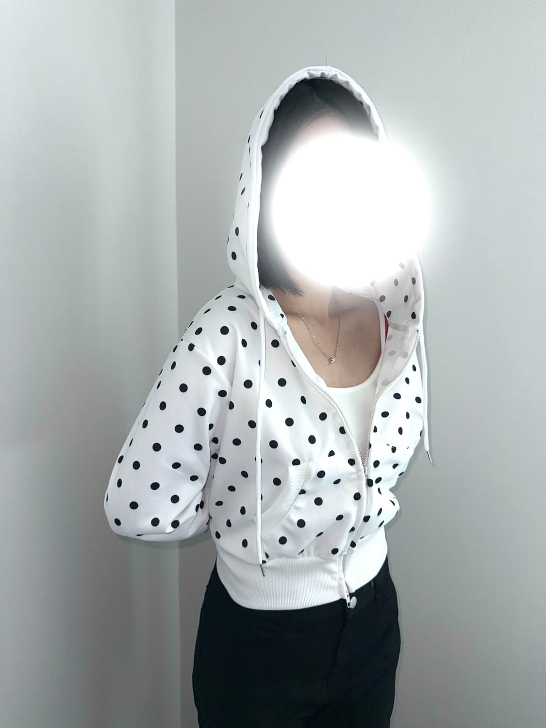 착샷)도트무늬 투웨이후드집업➿ 상품이미지1