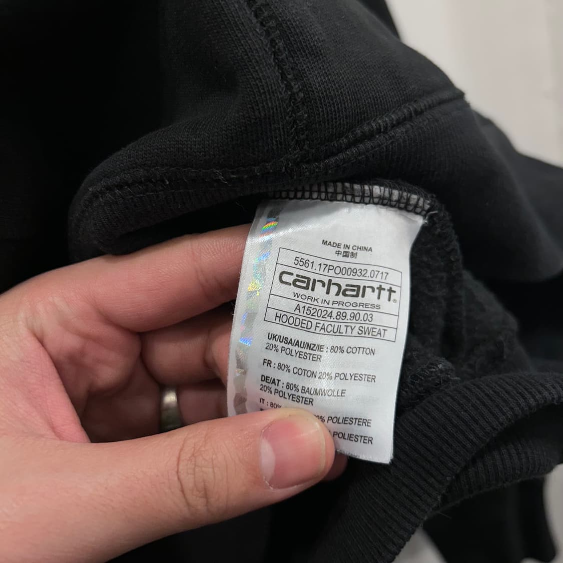 칼하트 빅 로고 기모 루즈핏 헤비코튼 후드티 상품이미지4