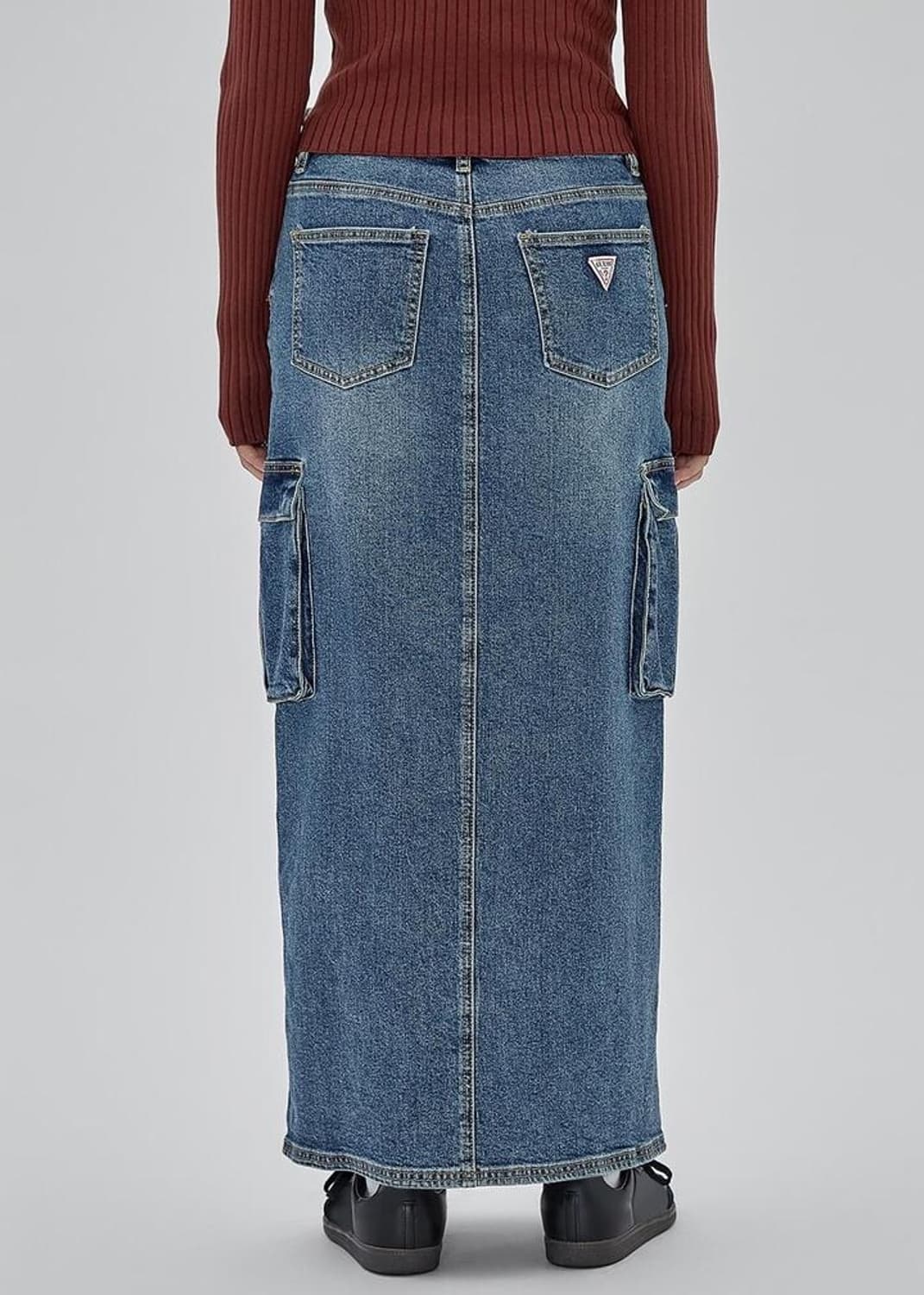 게스 여성 앞트임 데님 카고 롱스커트 치마 24 상품이미지5