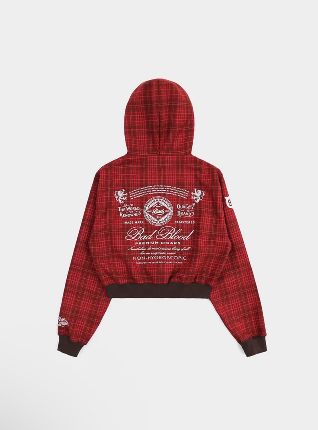배드블러드 클래식 체크 후드 집업 - 레드 L 상품이미지2