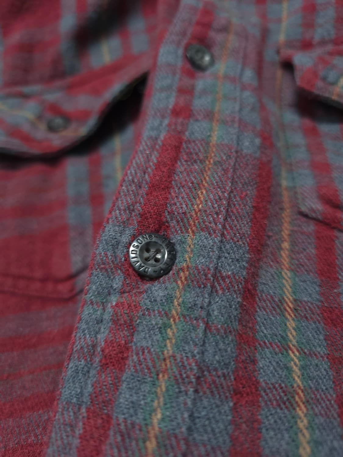 할리데이비슨 여성 정통 체크 플란넬 빈티지셔츠 (레드/그레이, S사이즈) 상품이미지5