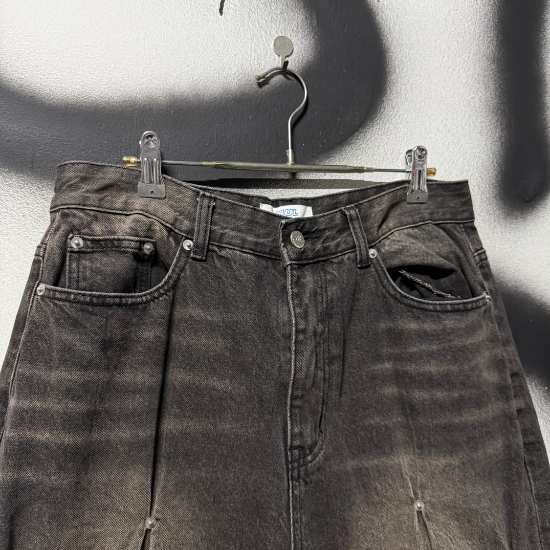 VTG 빈티지 샌드워싱 스톤 디테일 벌룬핏 와이드 데님 팬츠 상품이미지3