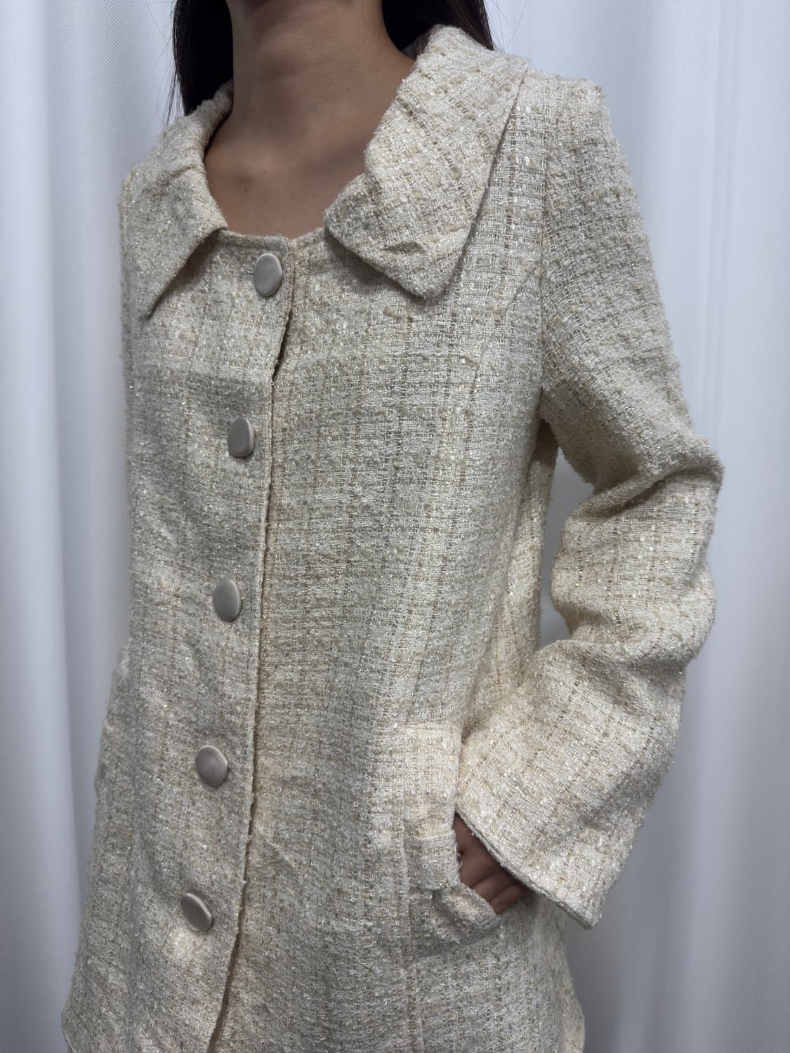 lovely tweed glitter ribbon coat 상품이미지4