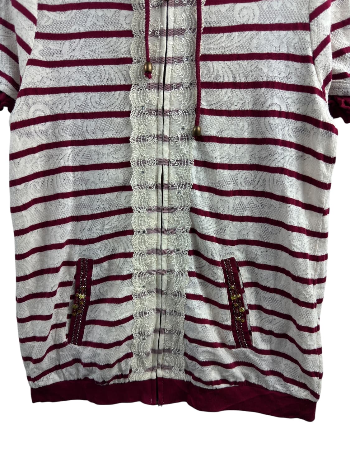 엑시즈팜 레드 스트라이프 레드 후드집업1558 상품이미지4