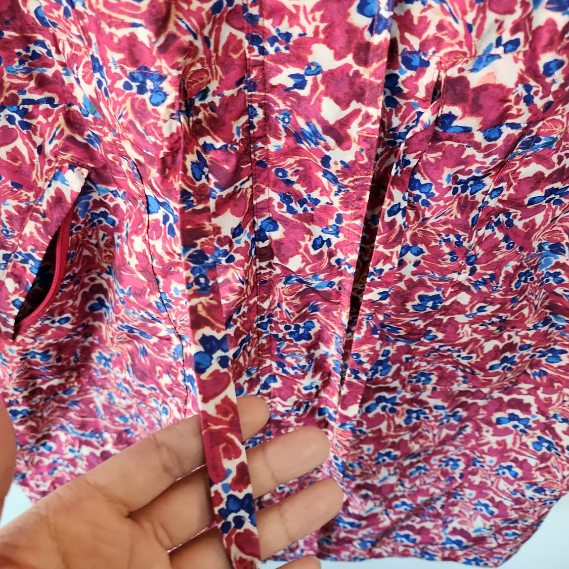 오일릴리 플라워 패턴 후드 롱 코트 상품이미지5