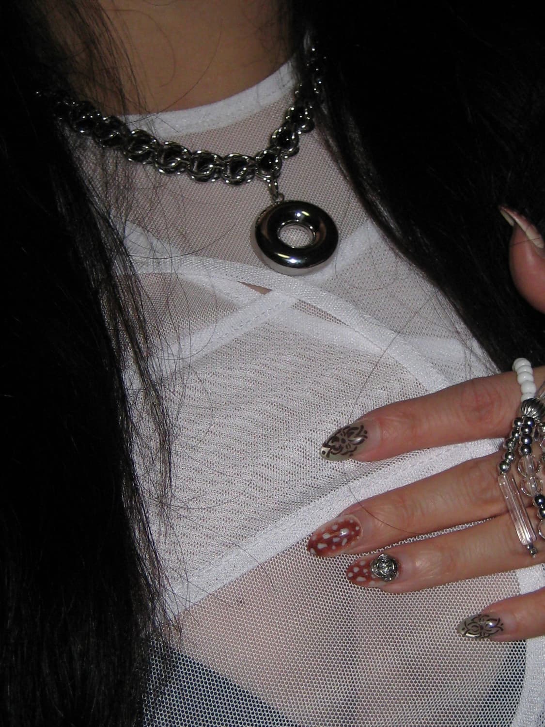 빅 오링 블랙오닉스볼 체인 목걸이 상품이미지6