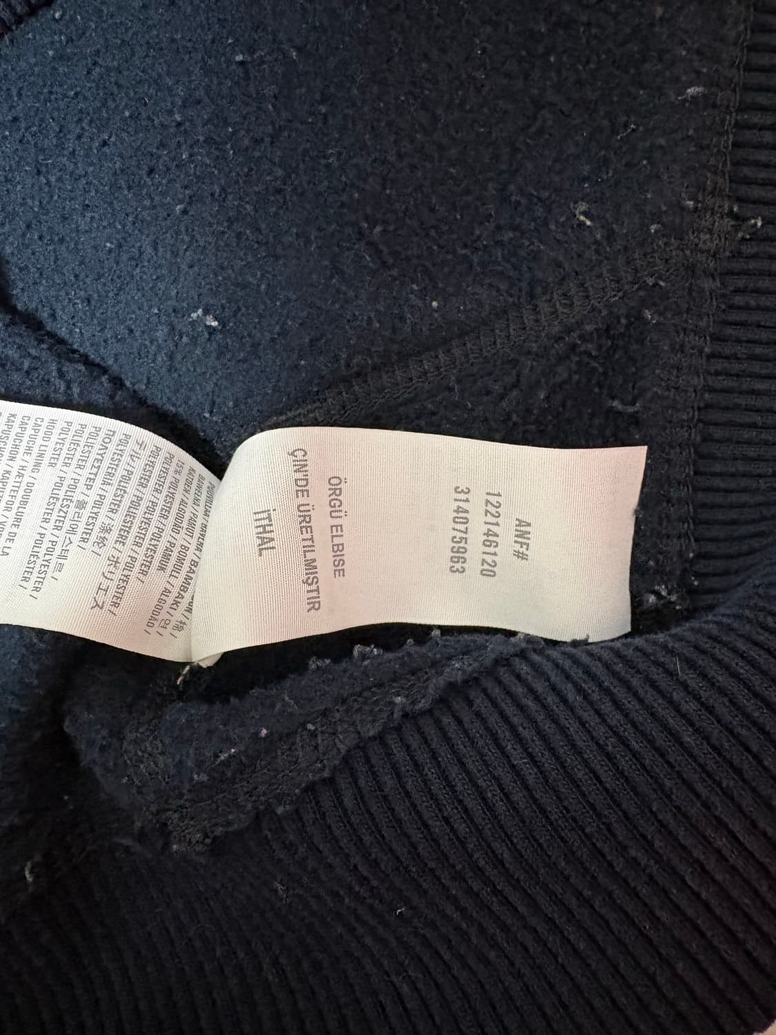 아베크롬비 후드집업 L 네이비 (희소 매물) 상품이미지5