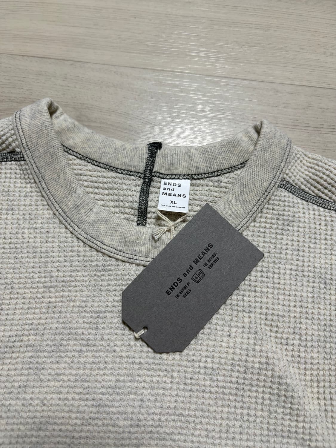 앤즈앤드민즈 써멀 와플티셔츠 오트밀 XL사이즈 판매 상품이미지2