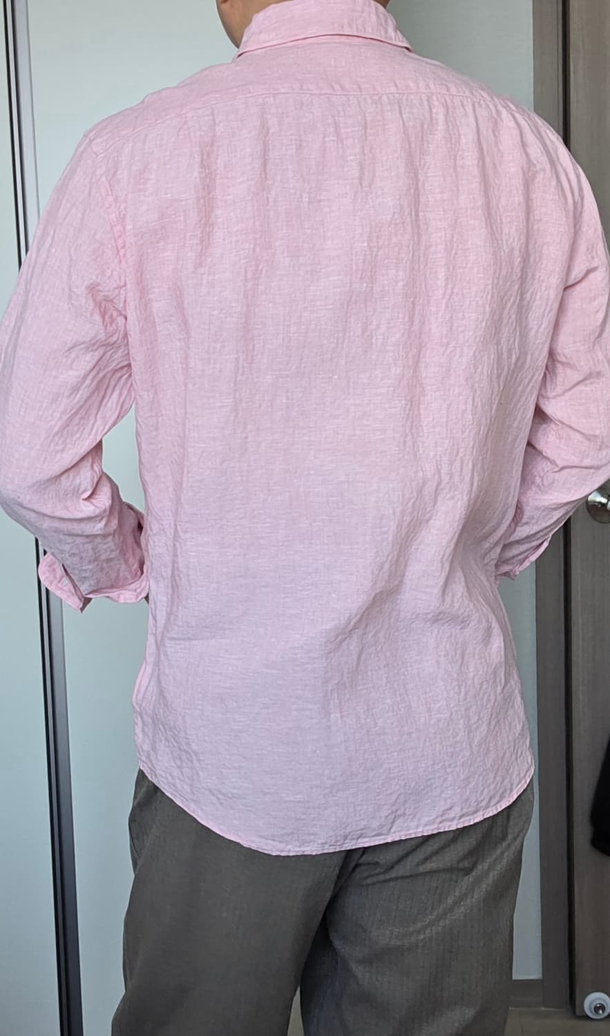 린넨 롱슬리브 셔츠 유니클로 핑크 (L) 상품이미지6