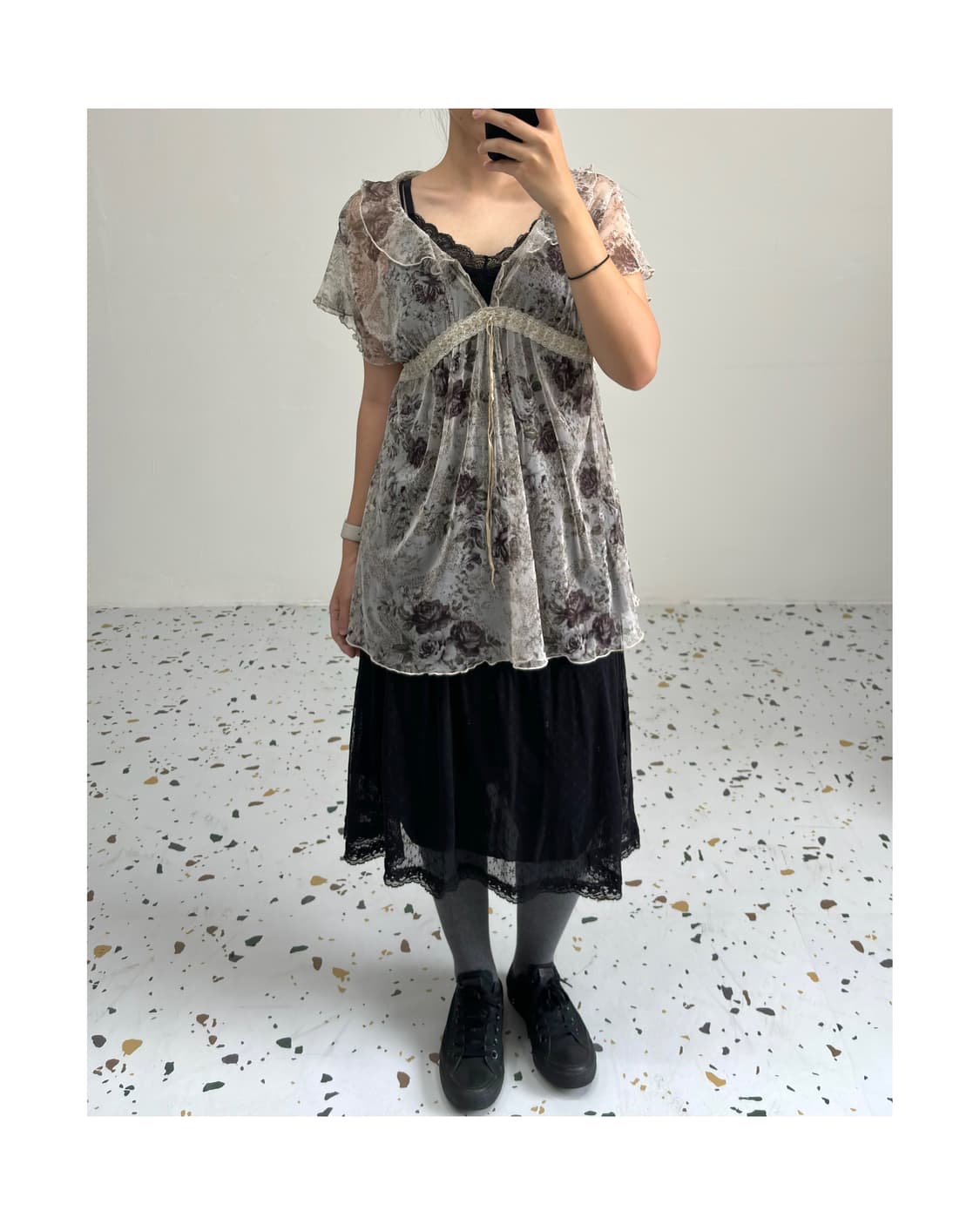 빈티지 시스루 레이어드 블라우스 상품이미지1