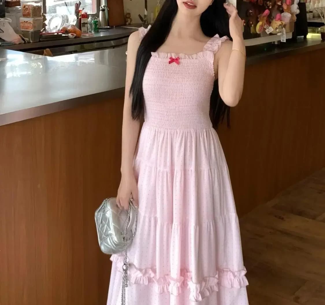 핑크 롱원피스 상품이미지1