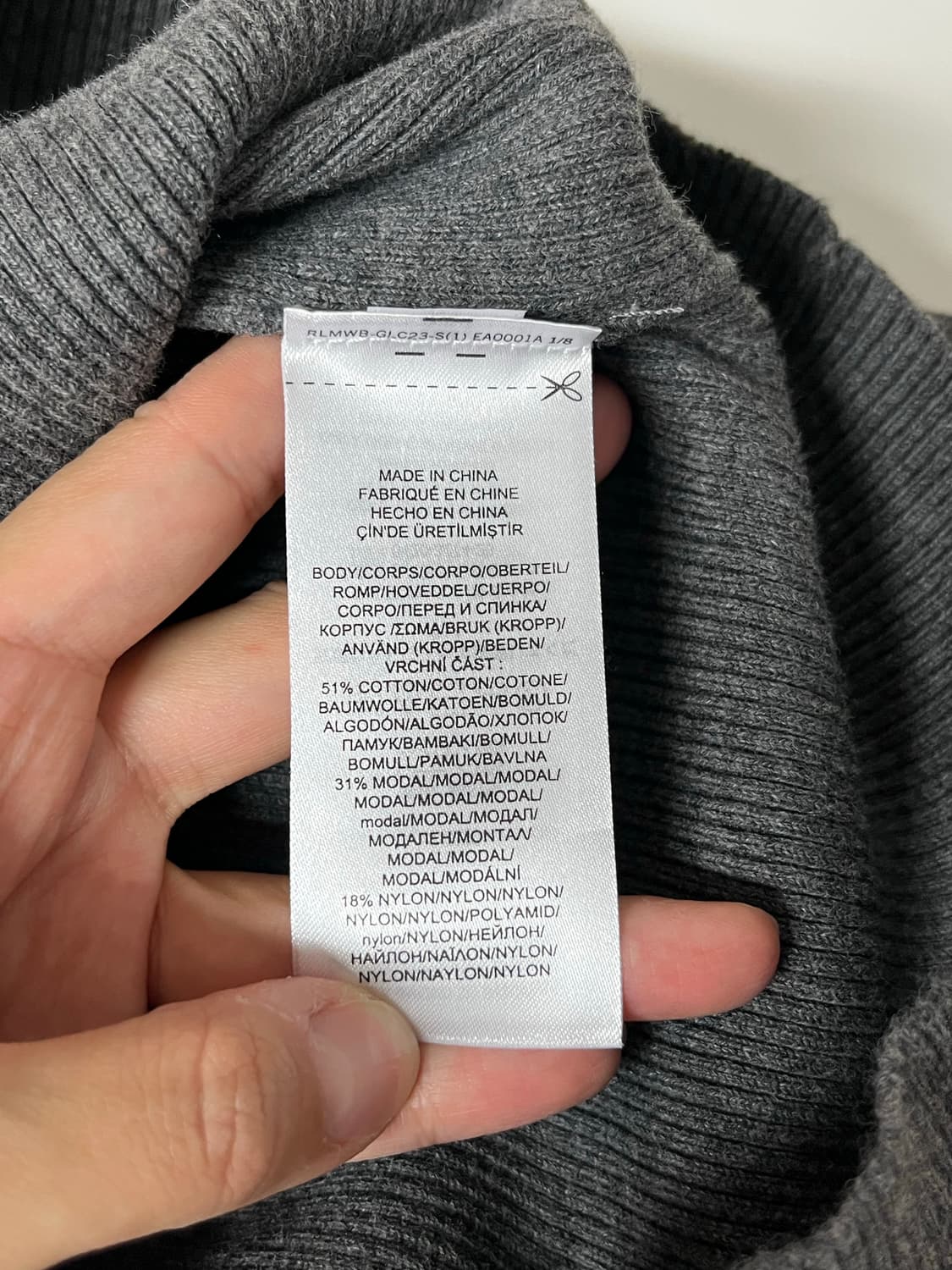 XS) 로렌 랄프로렌 퍼프소매 골지 폴라 니트 그레이 상품이미지5