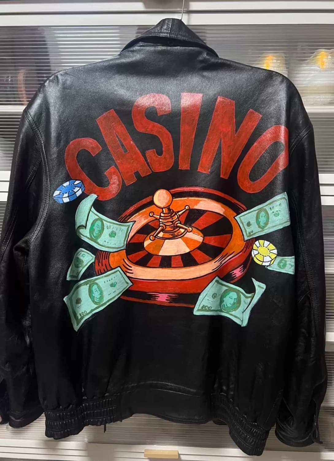핸드페인티드 CASINO 레더 워크 자켓 상품이미지1