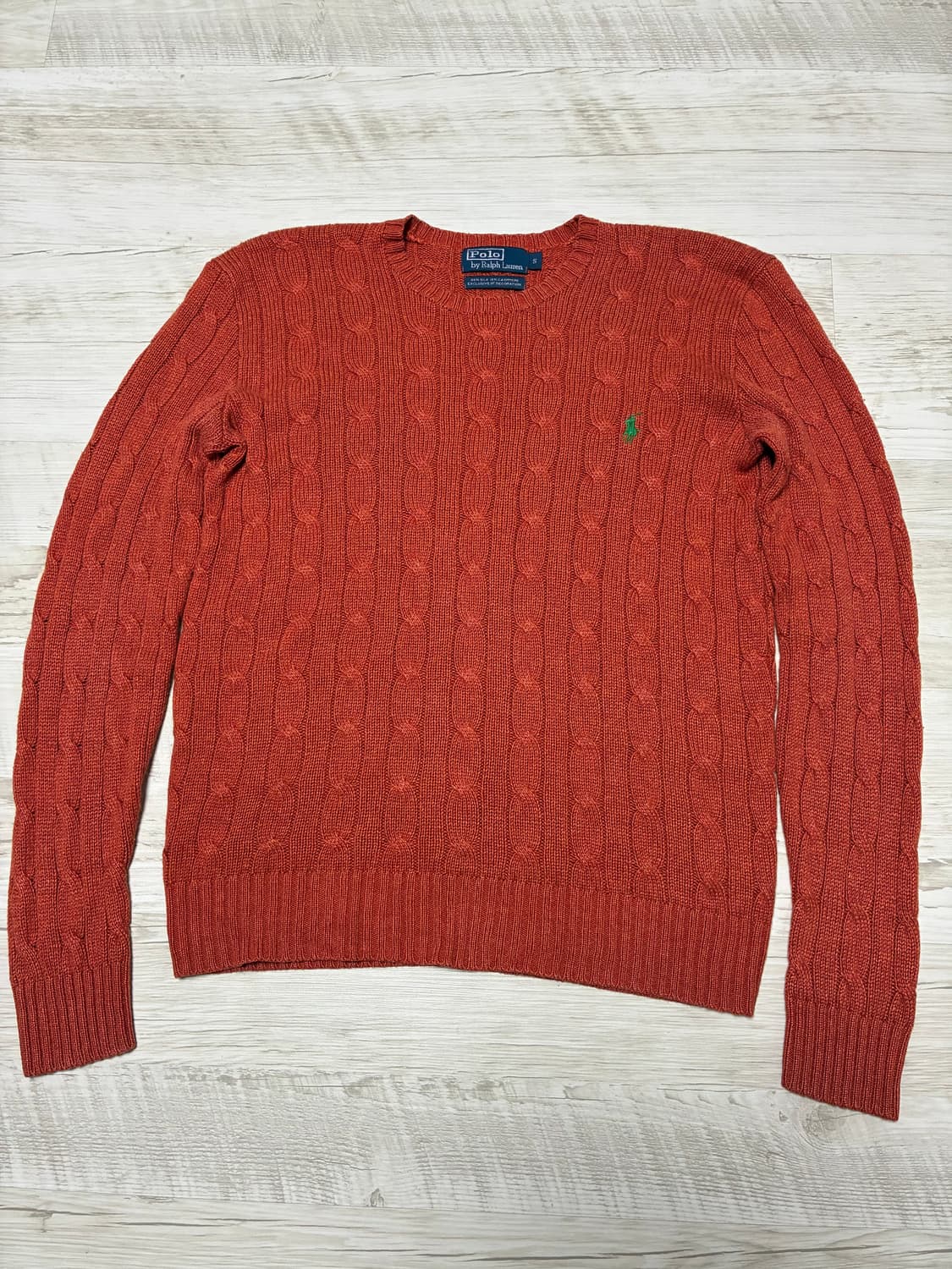 S 폴로 랄프로렌 캐시미어 꽈배기 니트 오렌지 상품이미지3