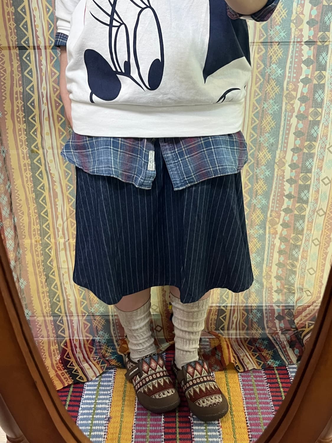 스트라이프 데님 미디스커트 상품이미지4