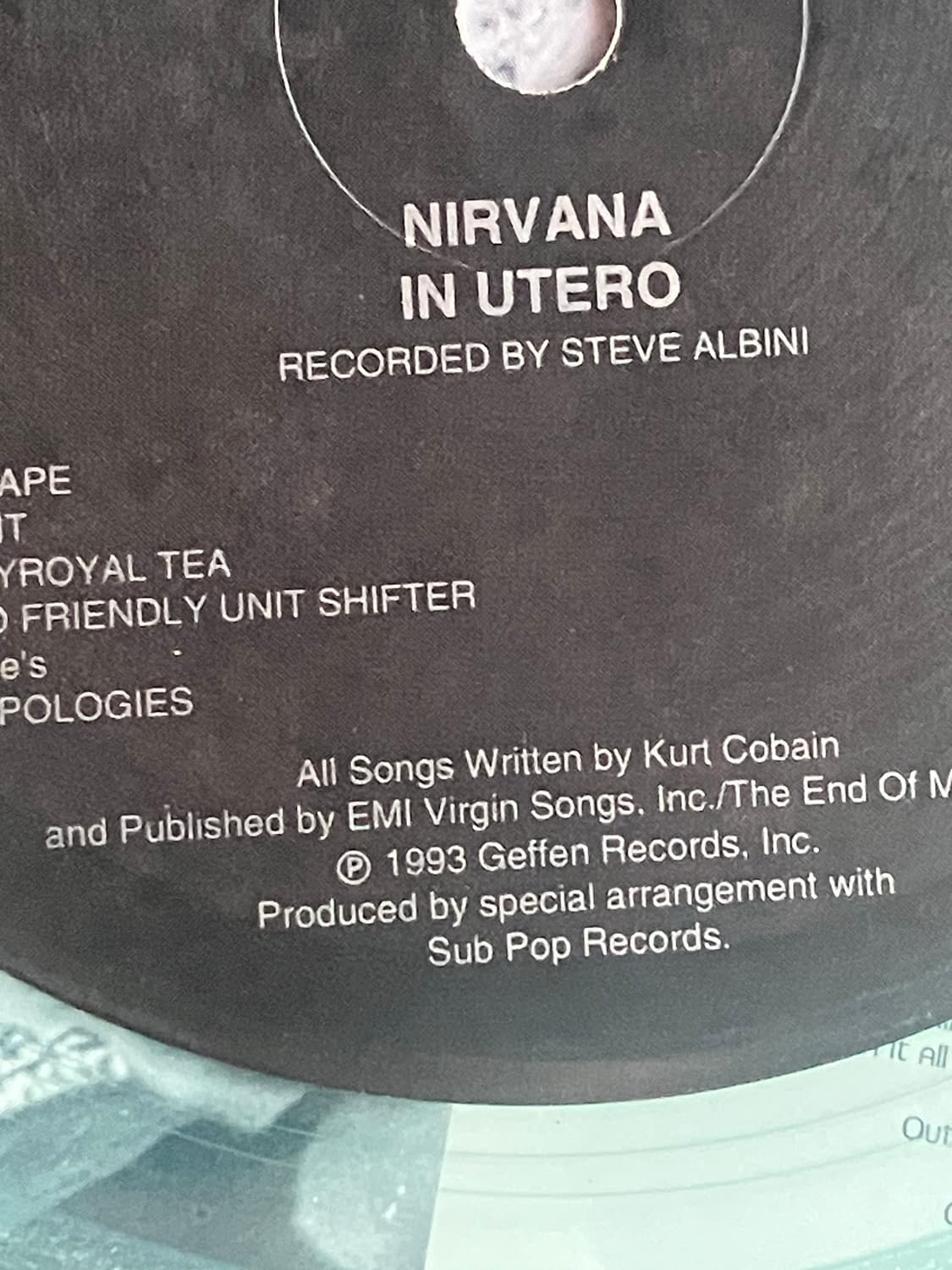 Nirvana In utero LP 1993 오리지널 프레싱 상품이미지5