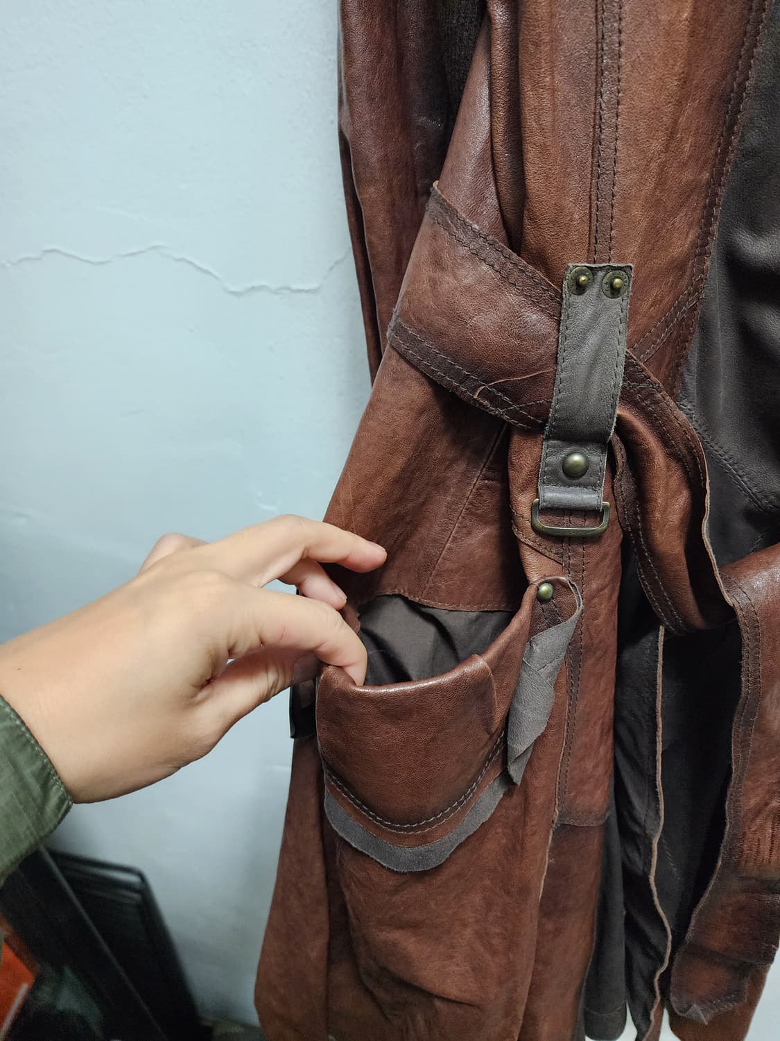 탱커스 산양가죽 보헤미안 히피st 빈티지 레더 코트 상품이미지4