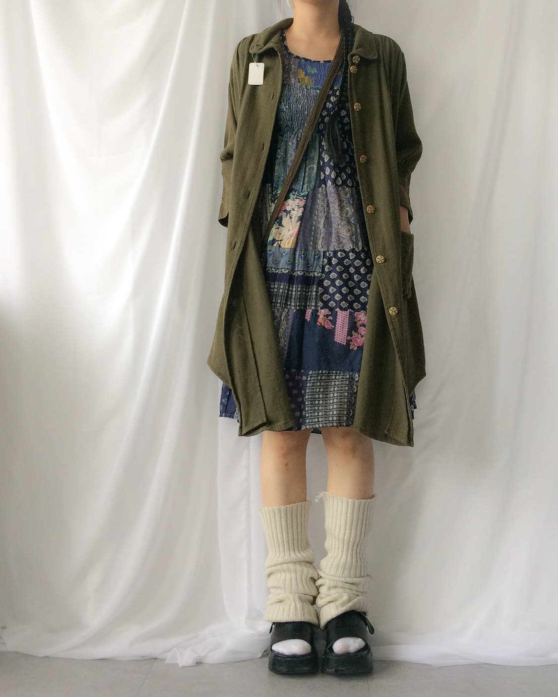 Patch work point sleeveless one piece 상품이미지5