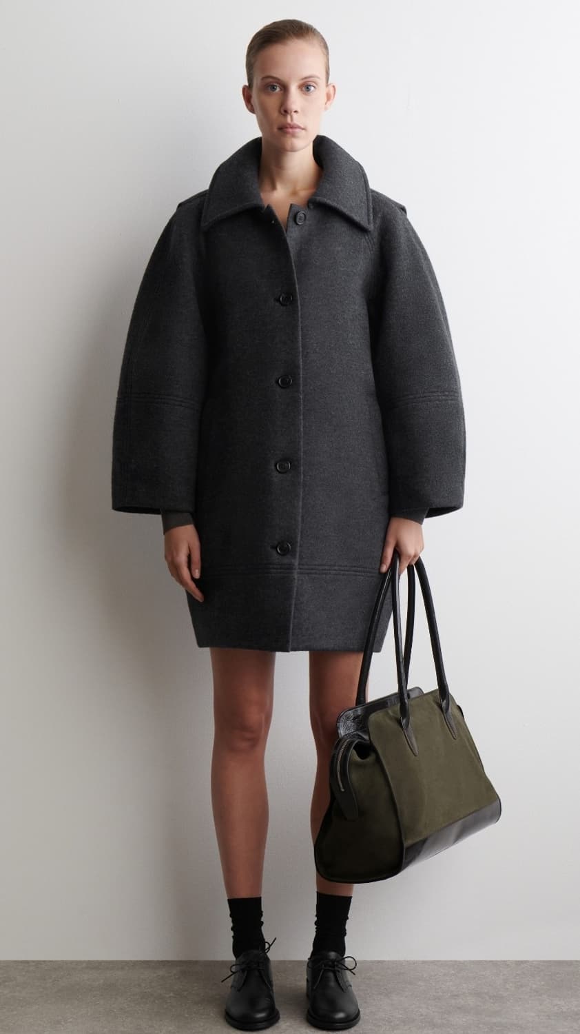 코스 COS 차콜 스컬프티드 울 하프코트 XXS  상품이미지1