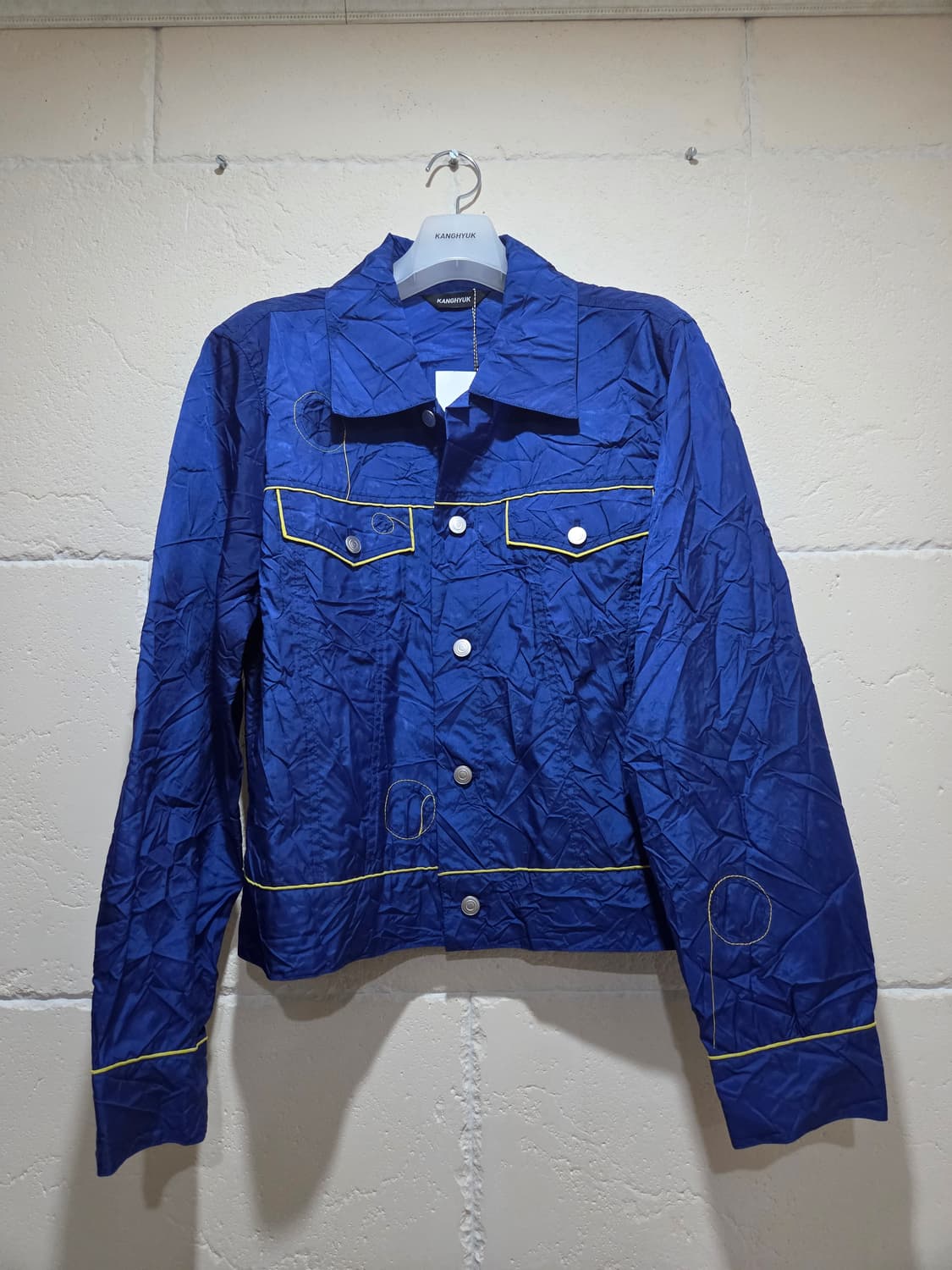 강혁 에어백 메탈릭 블루 트러커 자켓 라지 새상품 상품이미지1