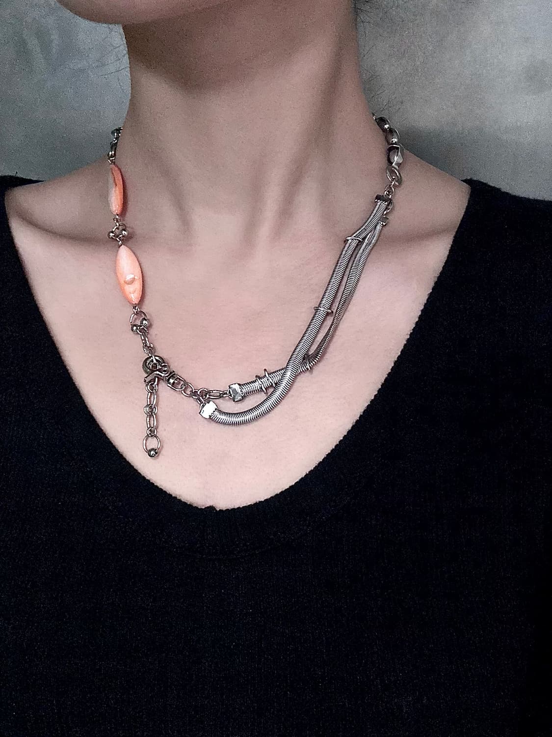 Orange Mix Chain Necklace 상품이미지3
