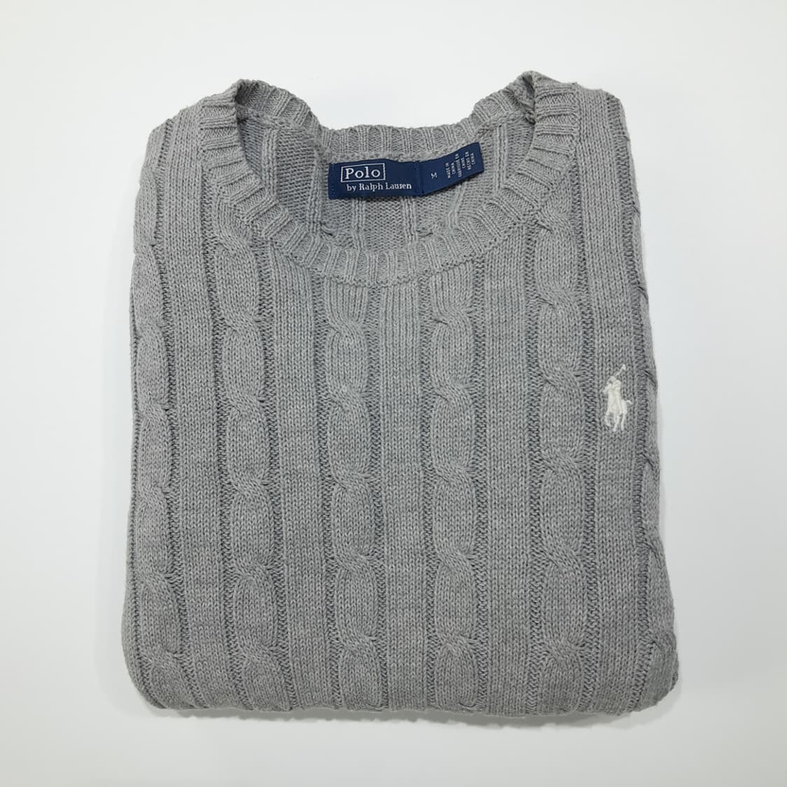CL827 M 폴로 코튼 케이블 크루넥 그레이 니트 스웨터 상품이미지7