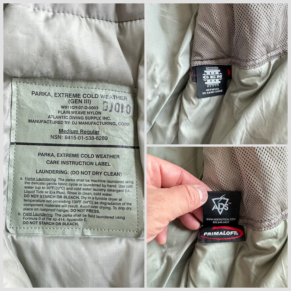 미군 정품 L7 ECWCS 프리마로프트 파카 M레귤러 상품이미지5