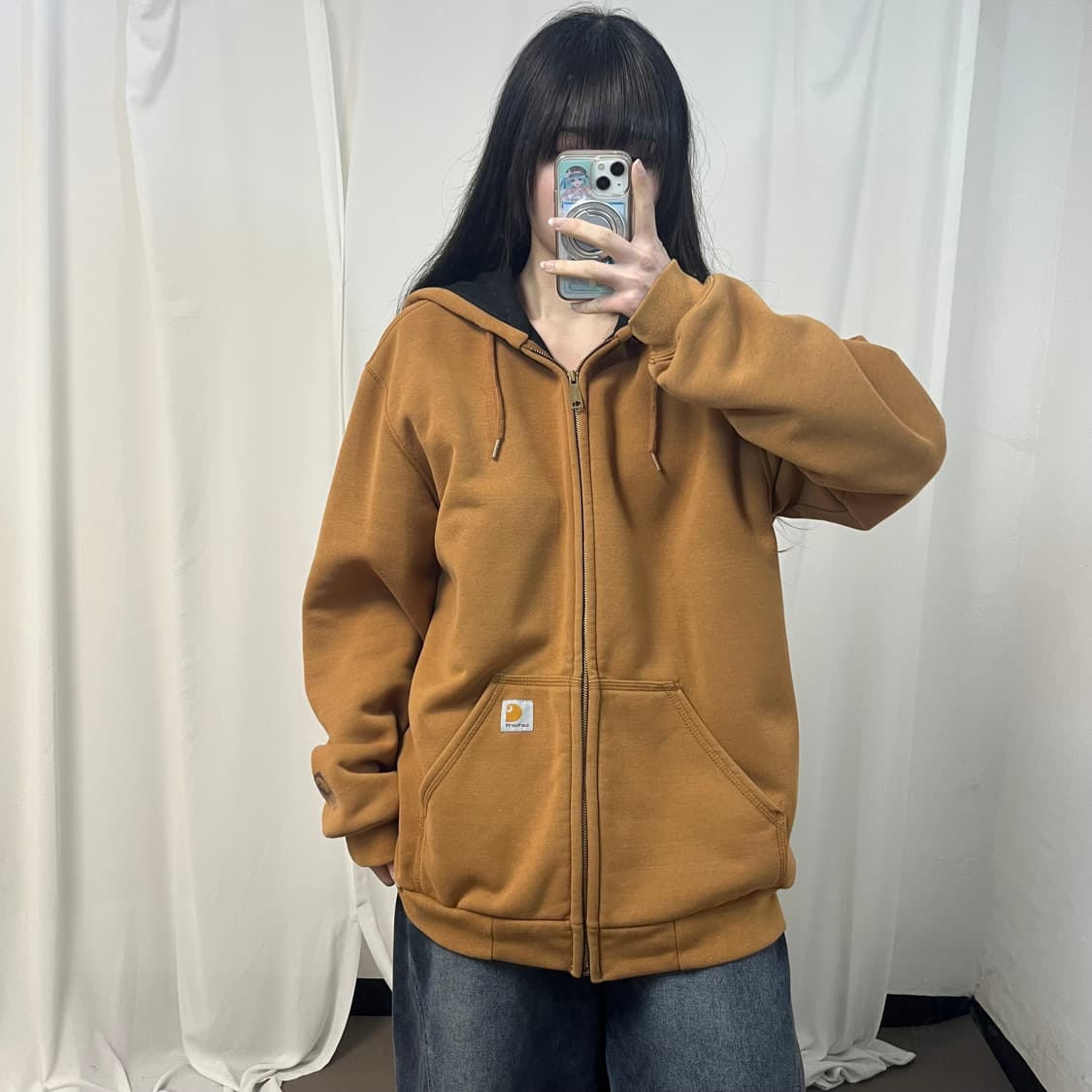 Carhartt camel brown thermal zip-up hood 상품이미지1