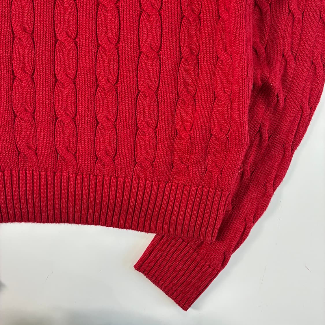 Polo 폴로 랄프로렌 현행QR 딥레드 케이블 라운드 니트 상품이미지4