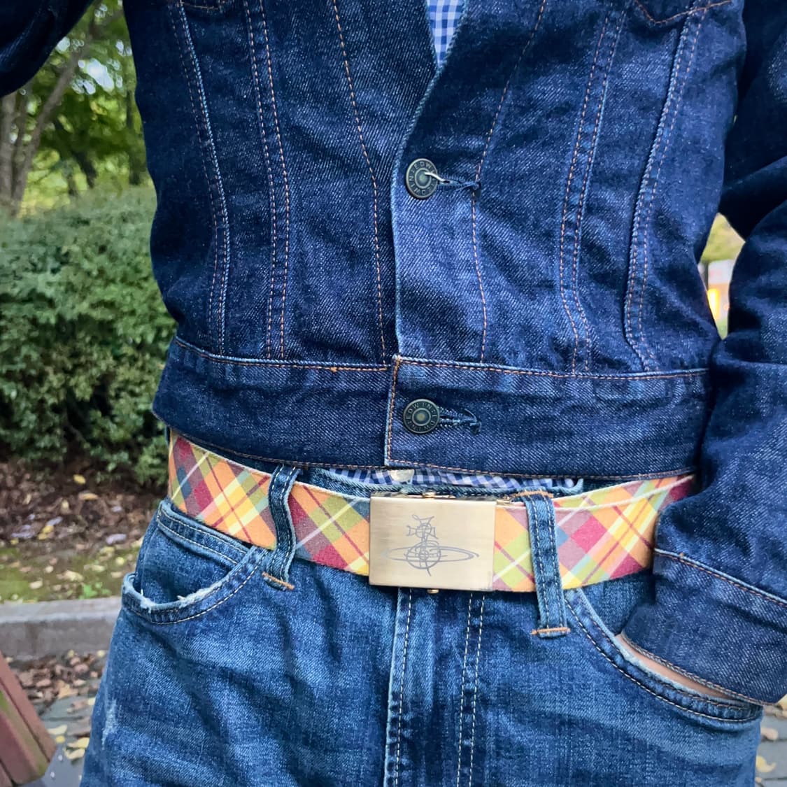 비비안 웨스트우드 체크 패턴 벨트 상품이미지1