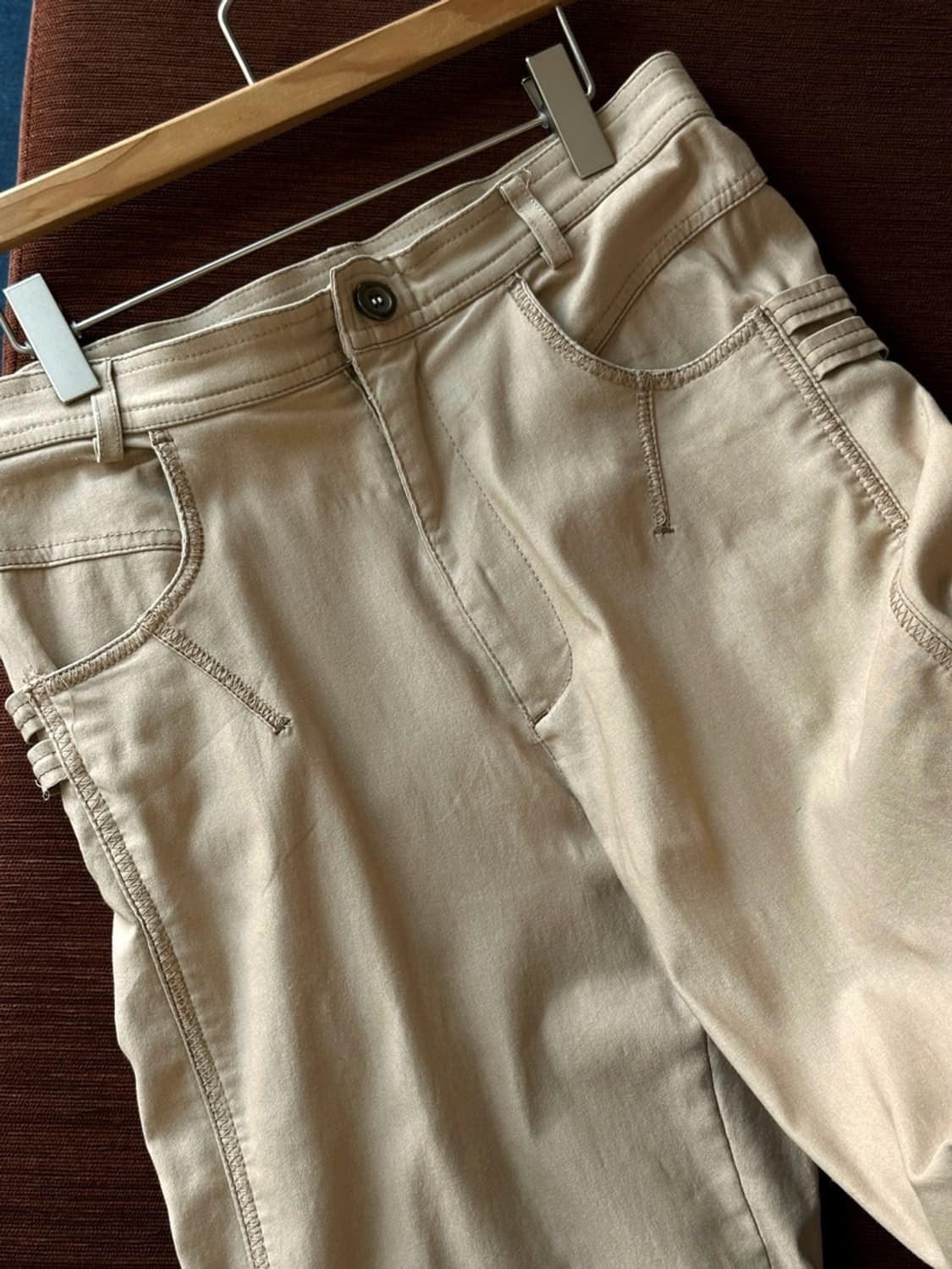 PU blended stretched panel pants 상품이미지3