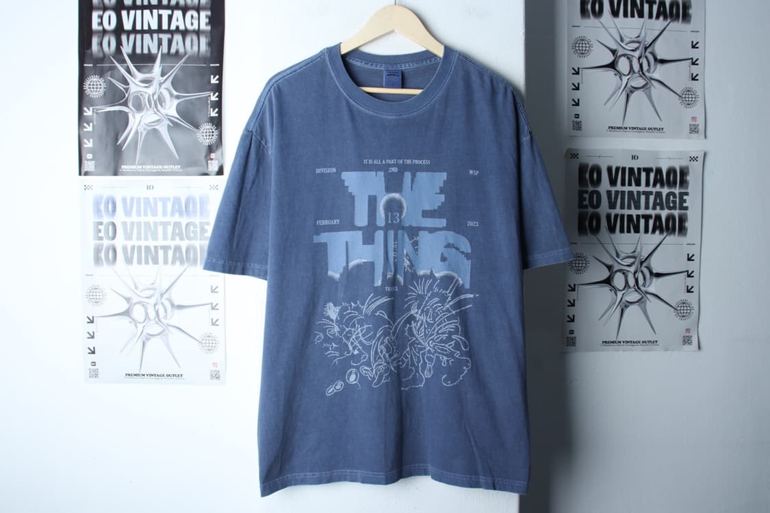 (L-XL) 트레블 반팔 티셔츠 피그먼트 빅로고 블루 스트릿-7B80 상품이미지2